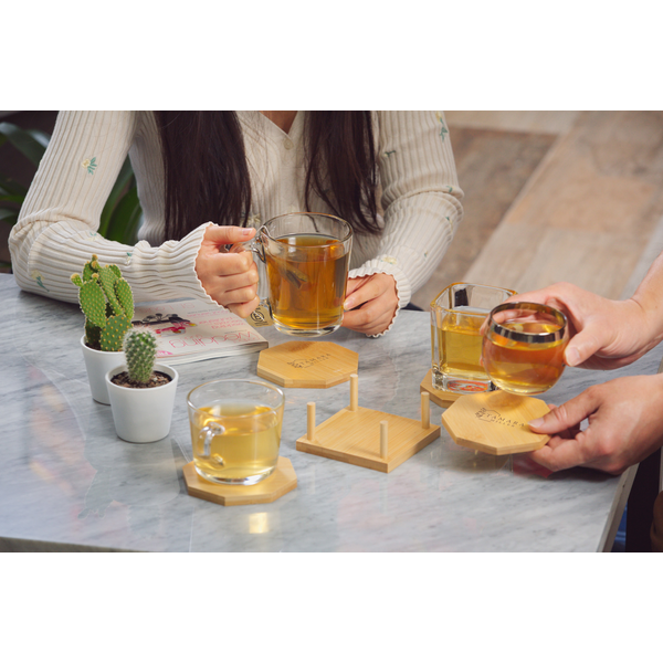 Bamboo 4-Piece Octagon-Shaped Coaster Set