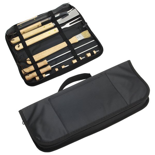 Redwood 10-Piece Stainless Steel BBQ Set w/ Carrying Bag
