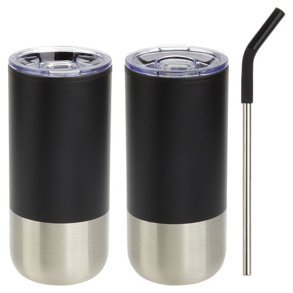 Oxford Stainless Steel & Polypropylene Tumbler w/ Straw, 16oz.