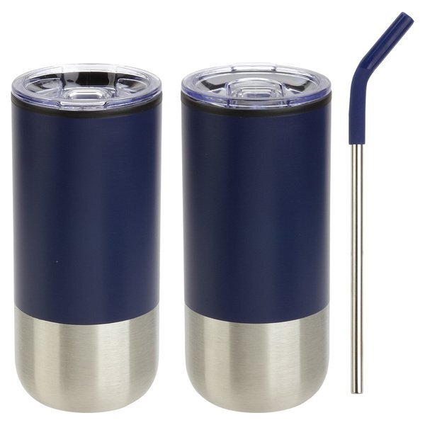 Oxford Stainless Steel & Polypropylene Tumbler w/ Straw, 16oz.