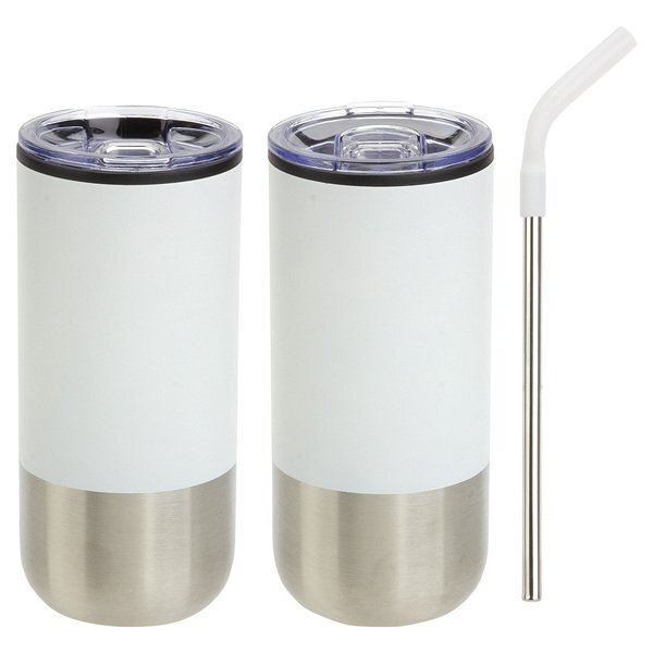 Oxford Stainless Steel & Polypropylene Tumbler w/ Straw, 16oz.