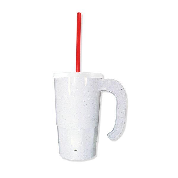 Stackable Plastic Beer Stein w/ Straw & Lid, 20oz.