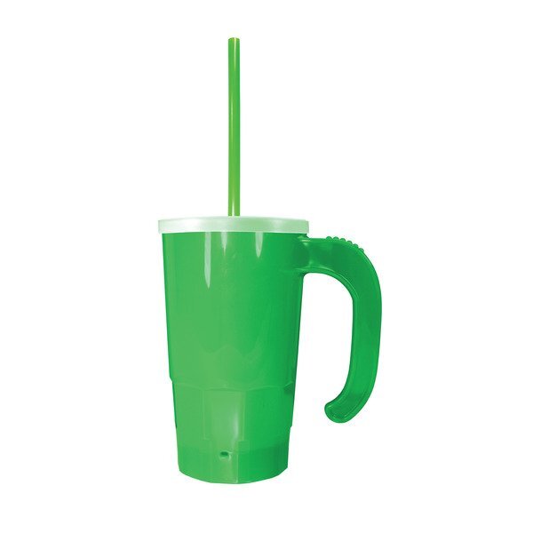 Stackable Plastic Beer Stein w/ Straw & Lid, 20oz.