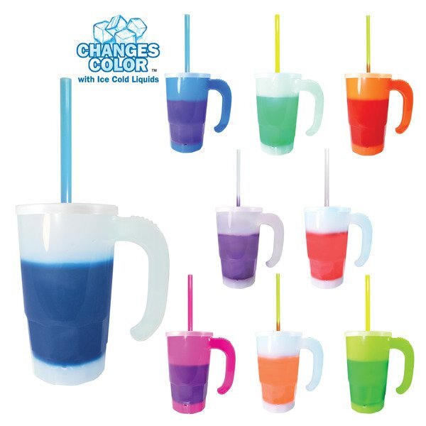 Mood Color Changing Stackable Beer Stein w/ Straw & Lid, 20oz.