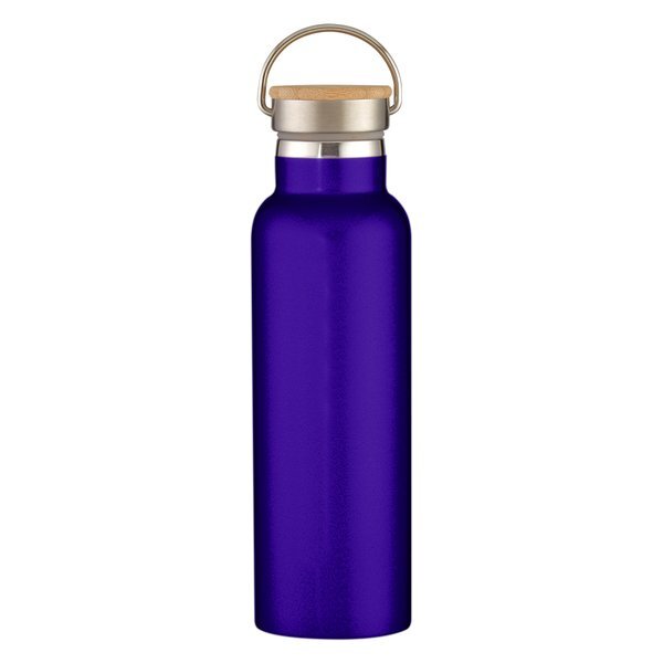 Liberty Stainless Steel Vacuum Insulated Bottle w/ Wood Lid, 21oz.