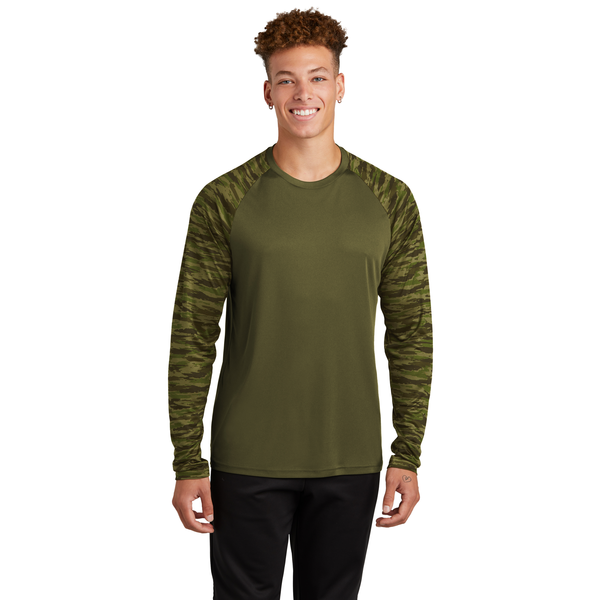 Sport-Tek® Drift Polyester Camo Colorblock Unisex Long Sleeve Tee