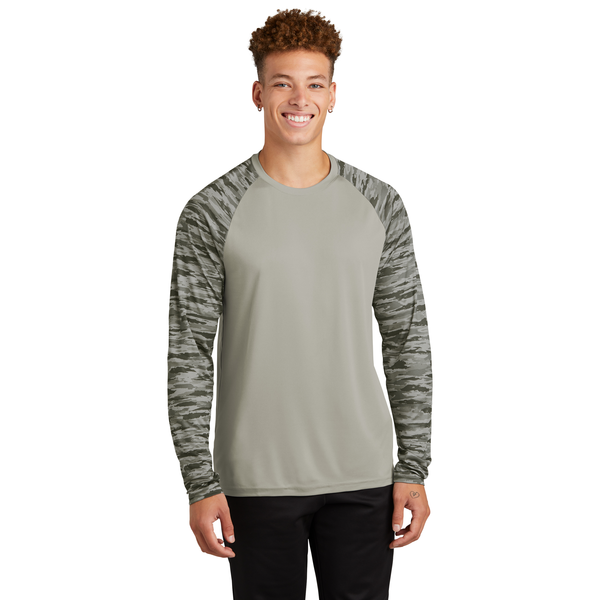 Sport-Tek® Drift Polyester Camo Colorblock Unisex Long Sleeve Tee