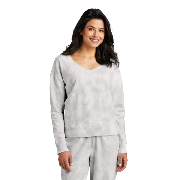 Port & Company® Beach Wash® Cotton/Poly Fleece Cloud Tie-Dye V-Neck Ladies' Sweatshirt