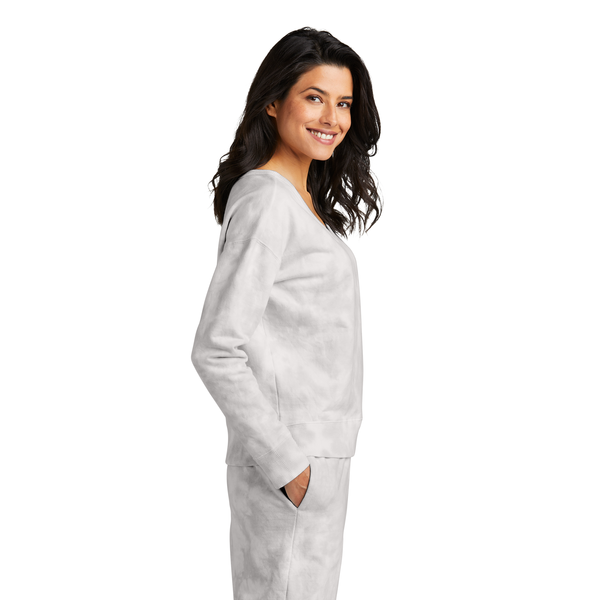 Port & Company® Beach Wash® Cotton/Poly Fleece Cloud Tie-Dye V-Neck Ladies' Sweatshirt