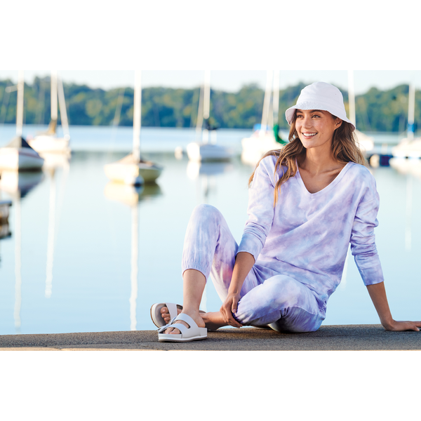 Port & Company® Beach Wash® Cotton/Poly Fleece Cloud Tie-Dye V-Neck Ladies' Sweatshirt