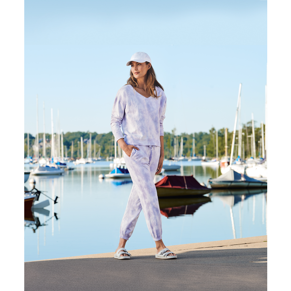 Port & Company® Beach Wash® Cotton/Poly Fleece Cloud Tie-Dye V-Neck Ladies' Sweatshirt