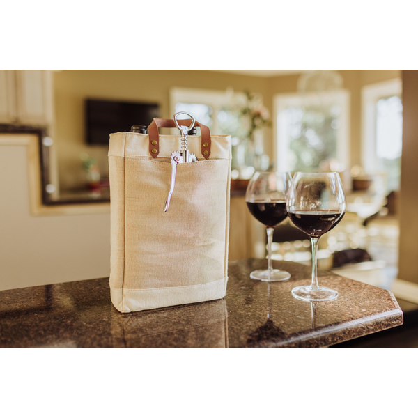 Pinot Jute Two Bottle Insulated Wine Bag