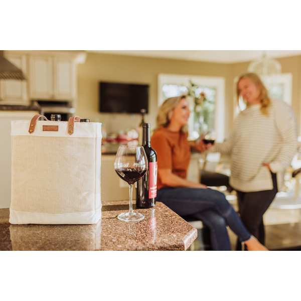 Pinot Jute Three Bottle Insulated Wine Bag