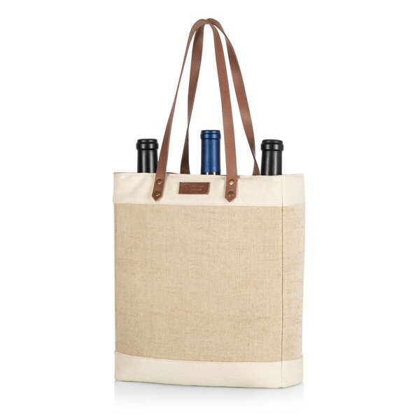 Pinot Jute Three Bottle Insulated Wine Bag