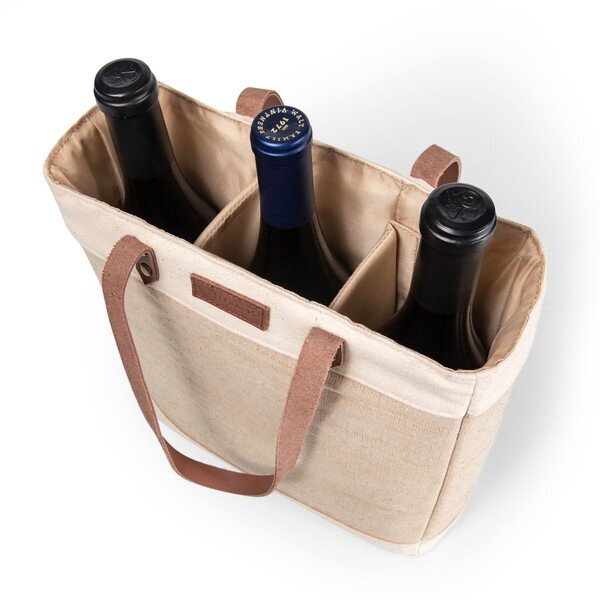 Pinot Jute Three Bottle Insulated Wine Bag
