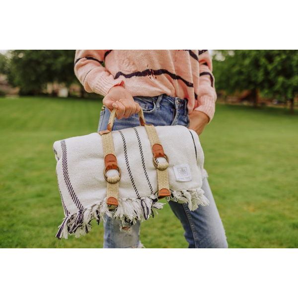 Montecito Cotton Picnic Blanket w/ Harness, 60" x 70"