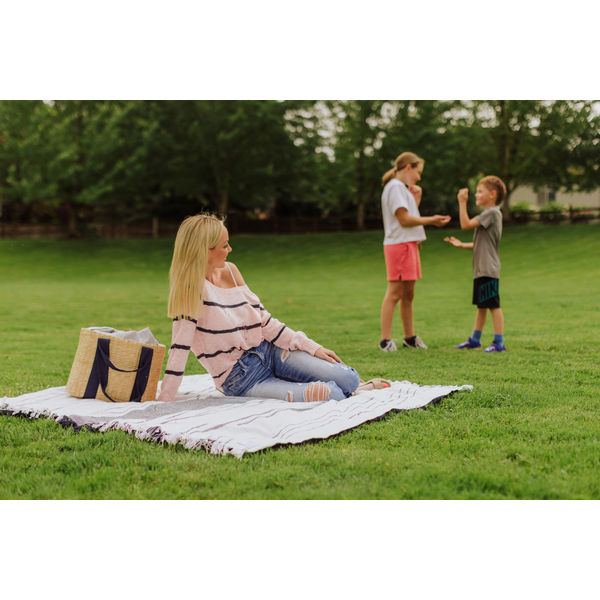 Montecito Cotton Picnic Blanket w/ Harness, 60" x 70"