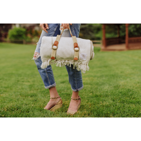 Montecito Cotton Picnic Blanket w/ Harness, 60" x 70"