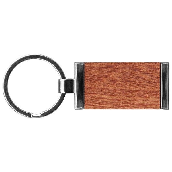 Grafton Gunmetal & Wood Key Chain
