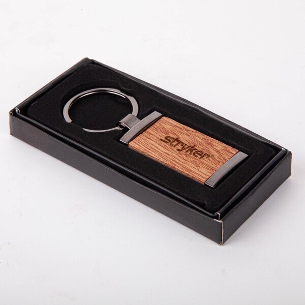 Grafton Gunmetal & Wood Key Chain