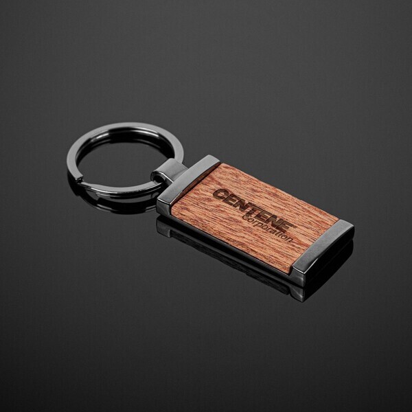 Grafton Gunmetal & Wood Key Chain