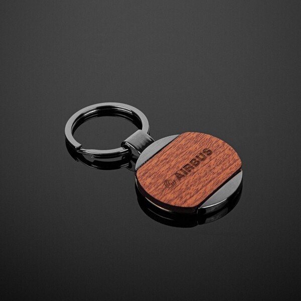 Newcastle Gunmetal & Wood Key Chain
