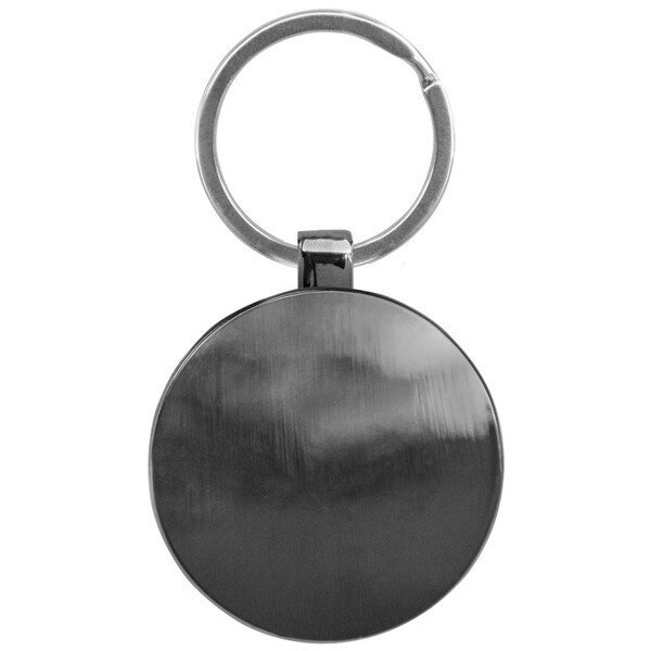 Round Beveled Wood Gunmetal Key Chain