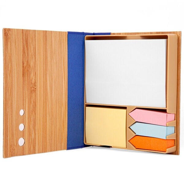 Bamboo Cover Sticky Note Organizer