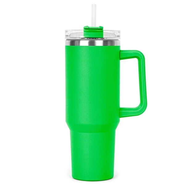 Hippo Double Wall Stainless Steel Mug & Straw Lid with Twist Closure, 40oz.