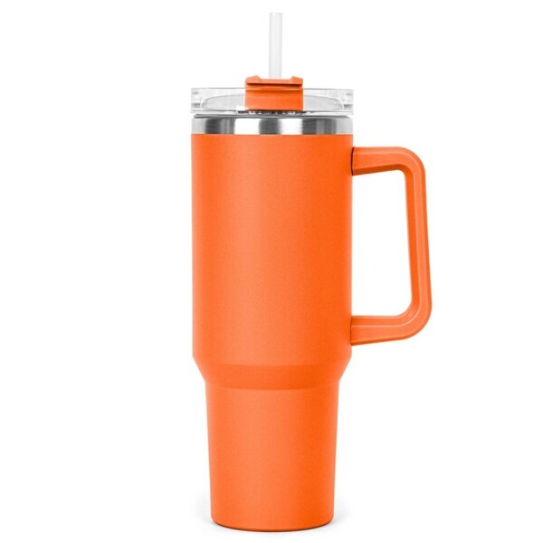 Hippo Double Wall Stainless Steel Mug & Straw Lid with Twist Closure, 40oz.