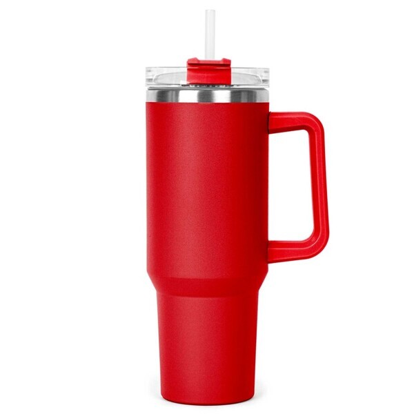 Hippo Double Wall Stainless Steel Mug & Straw Lid with Twist Closure, 40oz.