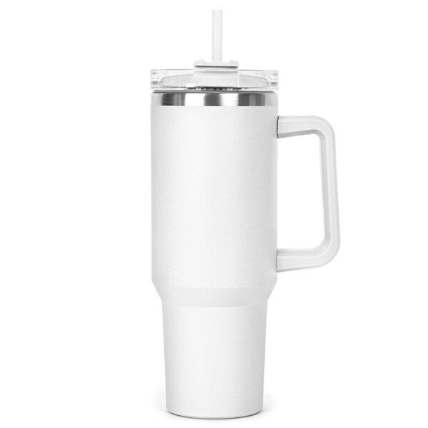 Hippo Double Wall Stainless Steel Mug & Straw Lid with Twist Closure, 40oz.