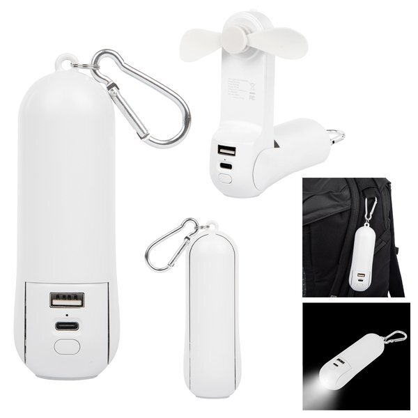 Rechargeable Power Bank w/ Fan & Flashlight, 1800mAh