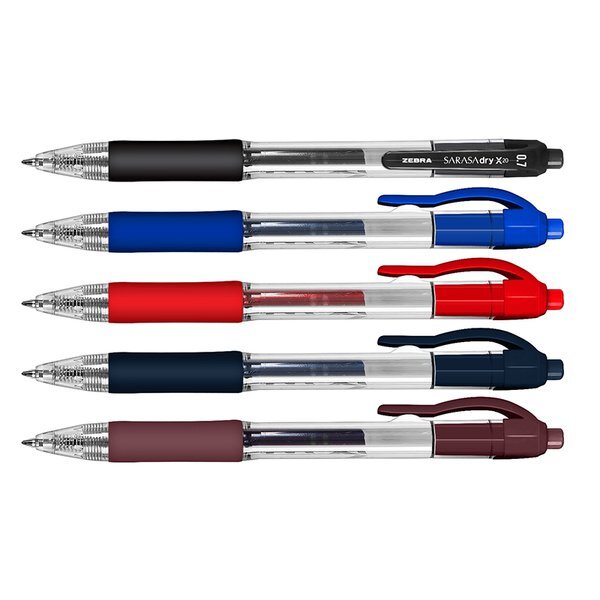 Zebra® Sarasa Dry X-20 Retractable Gel Pen w/ Rubber Grip