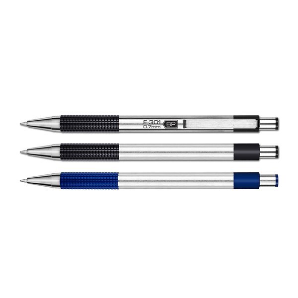 Zebra® Stainless Steel Retractable Ballpoint Pen w/ Textured Grip