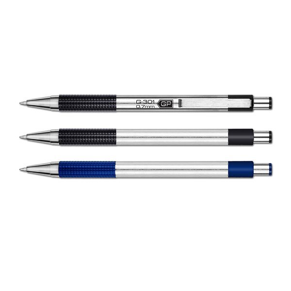 Zebra® Stainless Steel Retractable Gel Pen w/ Textured Grip