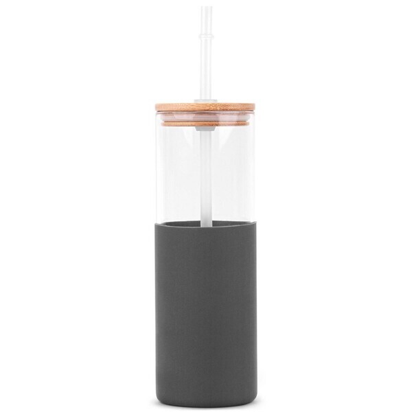 Glass Tumbler w/ Bamboo Lid, Straw, & Silicone Sleeve, 18oz.