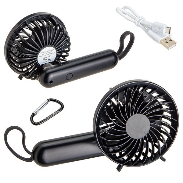 Quiet Breeze Rechargeable Hand Fan w/ Carabiner