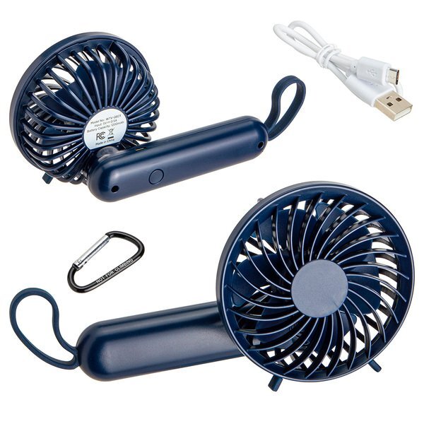 Quiet Breeze Rechargeable Hand Fan w/ Carabiner