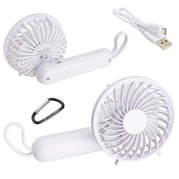 Quiet Breeze Rechargeable Hand Fan w/ Carabiner