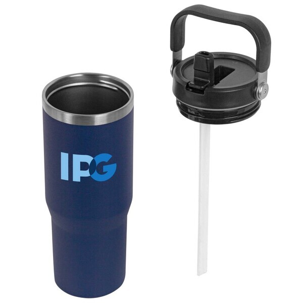 Stainless Steel Insulated Mug w/ Handle & Straw, 30oz.