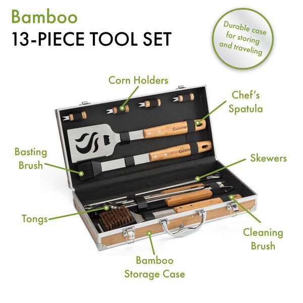 Cuisinart Outdoors® Bamboo 13-Piece Grill Tool Set