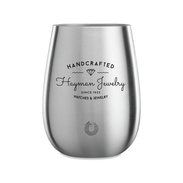 Snowfox® Double Wall Stainless Steel Stemless Wine Tumbler, 13oz.