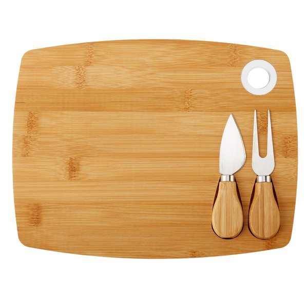 Three-Piece Bamboo Cheese Board Set