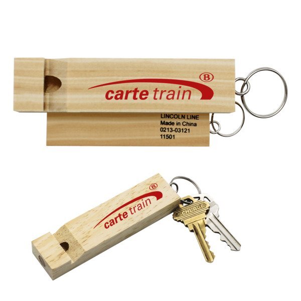 Wooden Train Whistle Key Chain