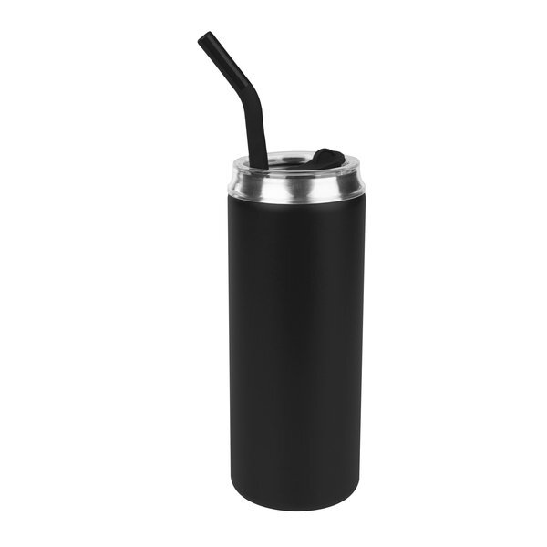 Can Shaped Double Wall Stainless Steel Tumbler w/ Straw, 20oz.