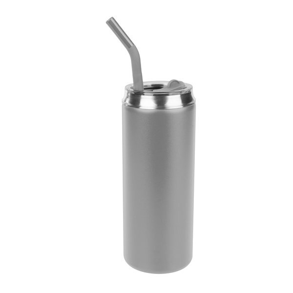Can Shaped Double Wall Stainless Steel Tumbler w/ Straw, 20oz.