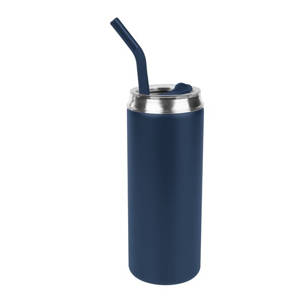 Can Shaped Double Wall Stainless Steel Tumbler w/ Straw, 20oz.