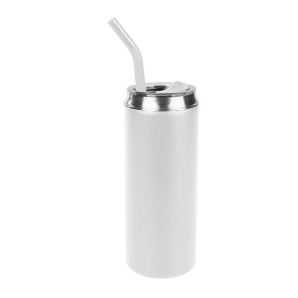 Can Shaped Double Wall Stainless Steel Tumbler w/ Straw, 20oz.