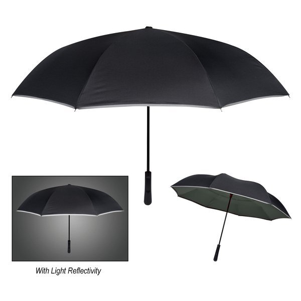 Reflective Edge Manual Open Inversion Umbrella, 48" Arc